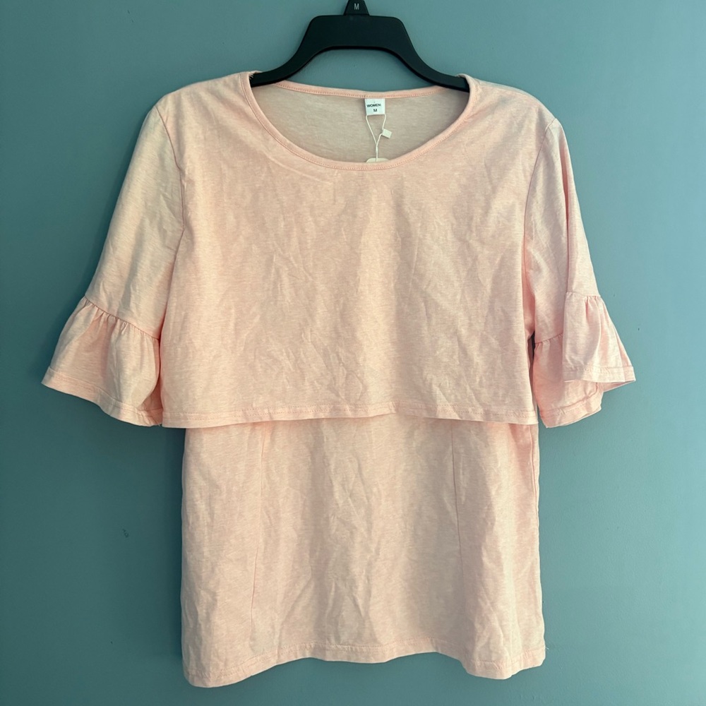 PatPat Light Pink Layered Ruffle Sleeve Tee for Maturnity use this Summer!
